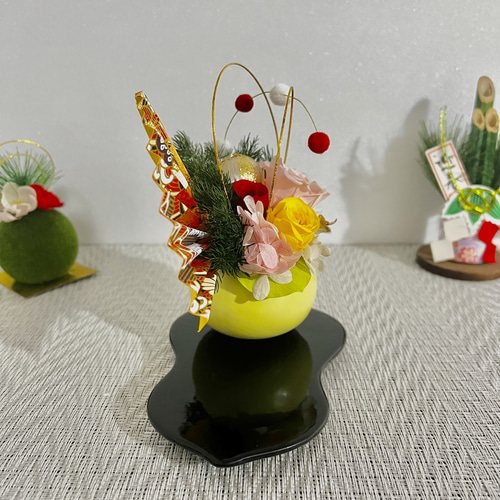 お庭の様な和が漂うお正月プリザーブドフラワー！【早期割引お正月2024