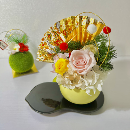 お庭の様な和が漂うお正月プリザーブドフラワー！【早期割引お正月2024