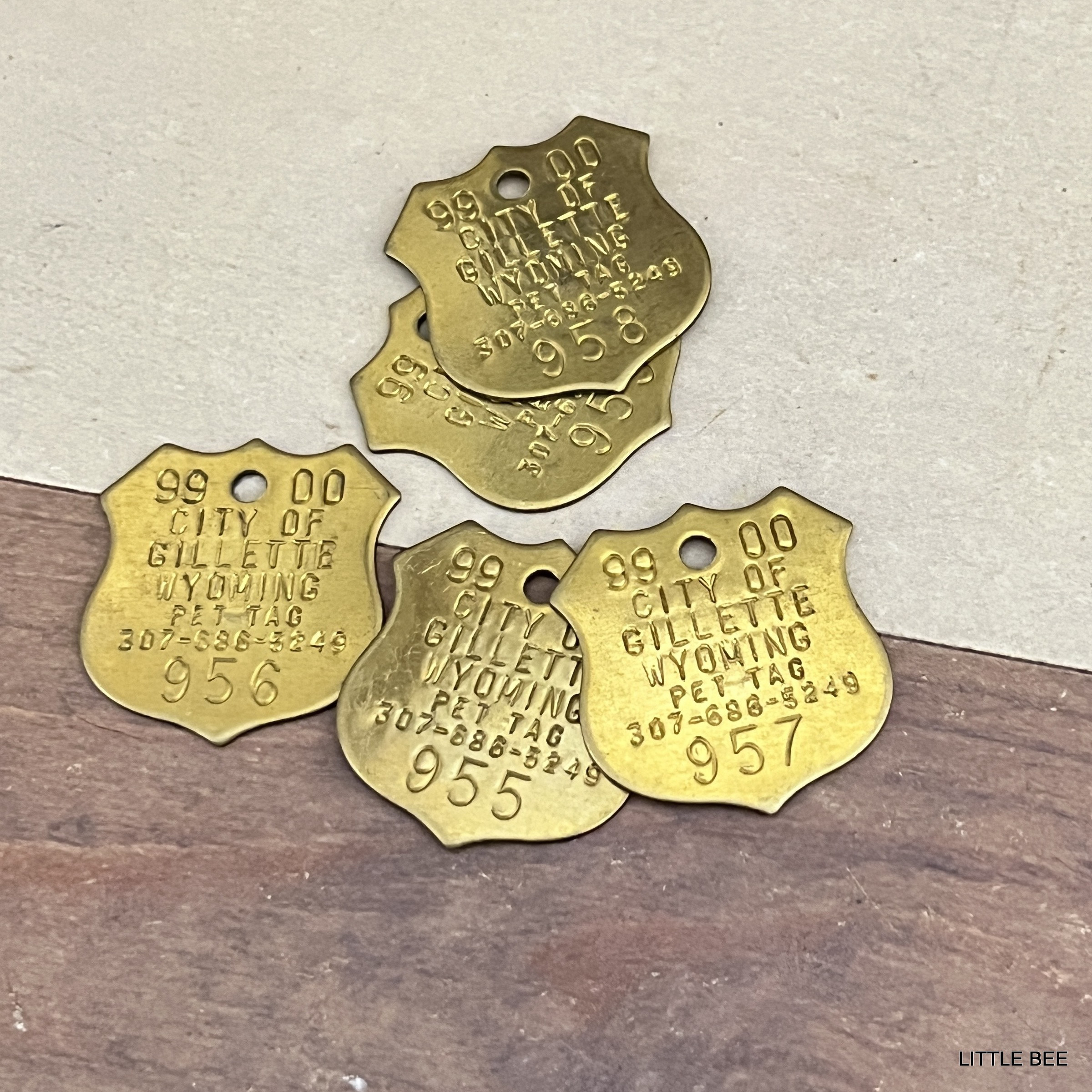 アメリカ製アンティーク 真鍮ナンバータグ８枚セット☆ U.S.A. antique Number Tag アメリカアンティーク ヴィンテージ