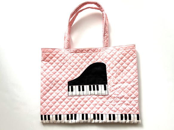 ピアノのレッスンバッグ　ピンク　キルティング　レッスンバッグ　女の子 3枚目の画像