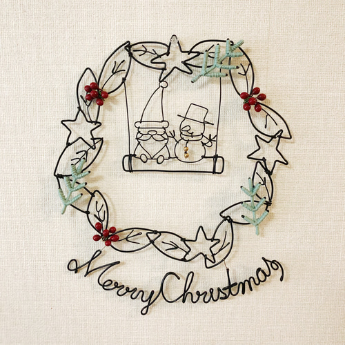 クリスマスリース》ワイヤーアート ワイヤークラフト クリスマス