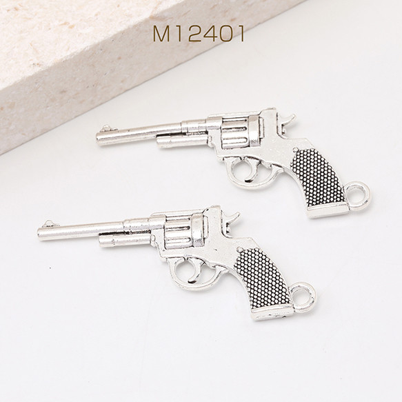M12401 18個 アンティークシルバー ピストル 23×52mm 3X（6ヶ