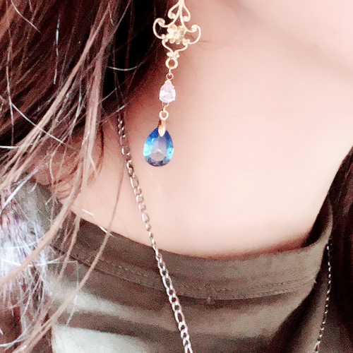 公爵令嬢シリーズ】アンティークデザイン ブルーグラデーションガラス