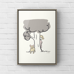 フレンチブルドッグ【かくれんぼ】A4ポスター　犬　ペット　イラスト　うちの子 3枚目の画像