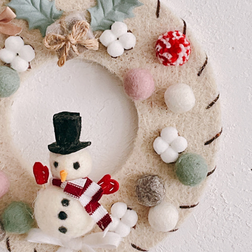 数量限定！クリスマス2025！スノーマンのフェルトリース タペストリー