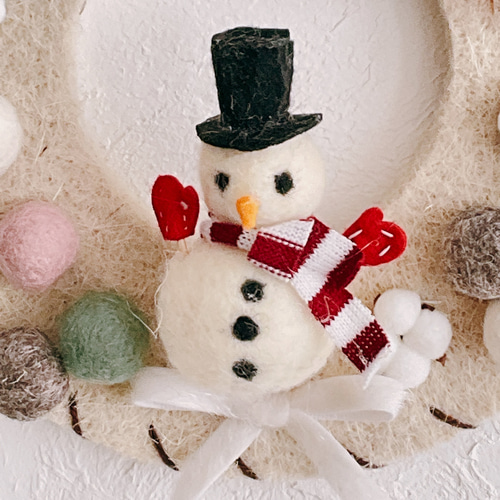 数量限定！クリスマス2025！スノーマンのフェルトリース タペストリー