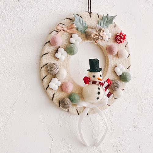 数量限定！クリスマス2025！スノーマンのフェルトリース タペストリー