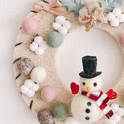 数量限定！クリスマス2025！スノーマンのフェルトリース タペストリー