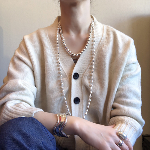 シルバーパールネックレス120cmナバホパールネックレスsilver925