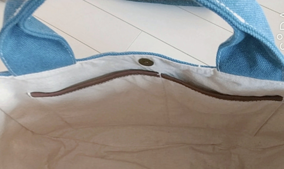 ヴィンテージ加工ブルー帆布 三日月バッグm 6枚目の画像