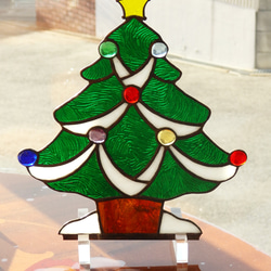 ステンドグラス風クリスマス置物 ステンドグラス☆クリスマスツリーの置物 その他インテリア雑貨