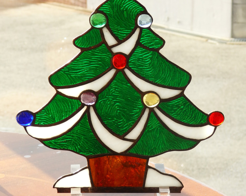 ステンドグラス　クリスマスツリー　3段 ステンドグラスクリスマスツリー3段
