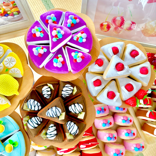 おままごと☆フェルトの三角ケーキ屋さん(トングなし) おもちゃ・人形