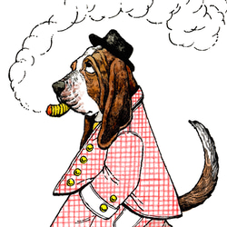 抽煙的狗（巴吉度獵犬）藝術海報 第3張的照片