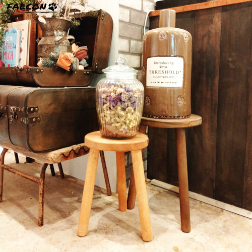 工房FALCON] Φ20×H30cm 無垢のまるーいサイドテーブル オークver