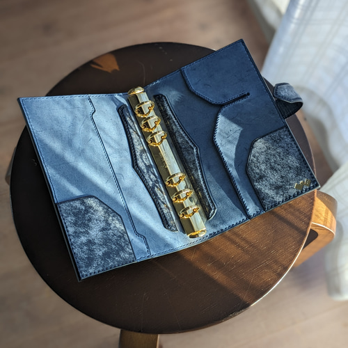 ご確認用　バイブルサイズ　システム手帳　フルカバー　牛ヌメ革　青緑　牛革　本革 ご確認用 バイブルサイズ システム手帳 フルカバー 牛ヌメ革 青