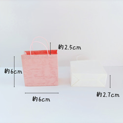 レザー調のミニ紙袋 スクエア ２枚セット メッセージタグ付き【受注製作】 8枚目の画像