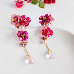 camellia 可愛いお花 * 山茶花 椿* 雫 * パール ピアス・イヤリング