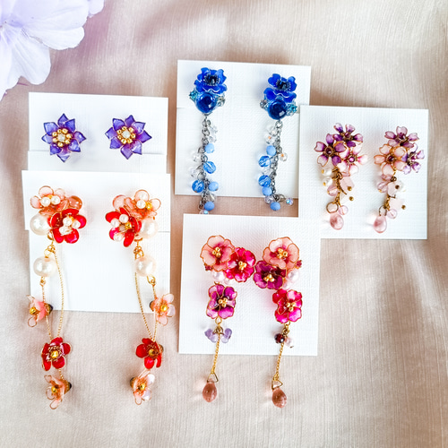 ピアス　赤　星の砂　透かしパール　フラワー　海　夏　可愛い　揺れる　イヤリング ピアス 赤 星の砂 透かしパール フラワー 海 夏 可愛い 揺れる イヤリング