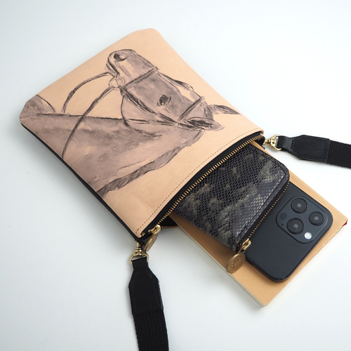 ファスナー ポシェット（馬 / デッサンseries）サラブレッド 本革