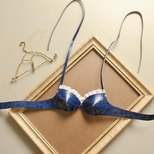 ボトルランジェリー 青×白レース インテリア雑貨 ユニーク 面白