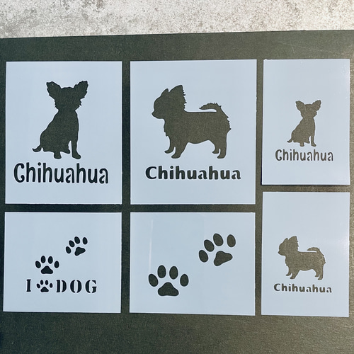 ステンシルシート チワワ 足跡 型紙 miyu 通販 16875589｜Creema