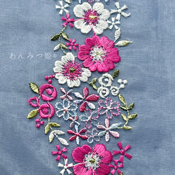 洗える刺繍半衿  躑躅色（つつじいろ）の花【ラスト】 7枚目の画像