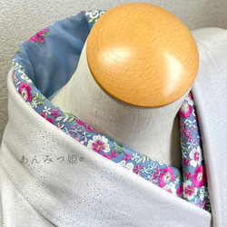 洗える刺繍半衿  躑躅色（つつじいろ）の花【ラスト】 3枚目の画像