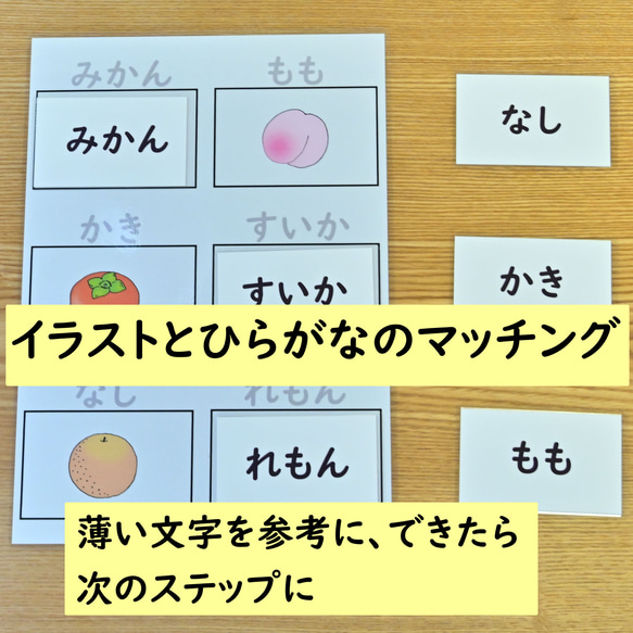 ひらがなのマッチングの学習セット　果物のイラスト編　ひらがなを読む学習に 5枚目の画像