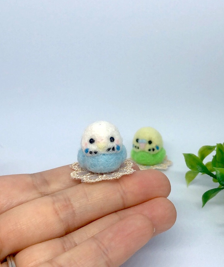 羊毛フェルト ハンドメイド ハミハミ♡セキセイインコ