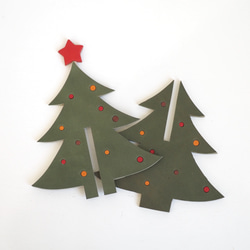革で出来たクリスマスツリー　Mサイズ　組み立て式 40127 3枚目の画像