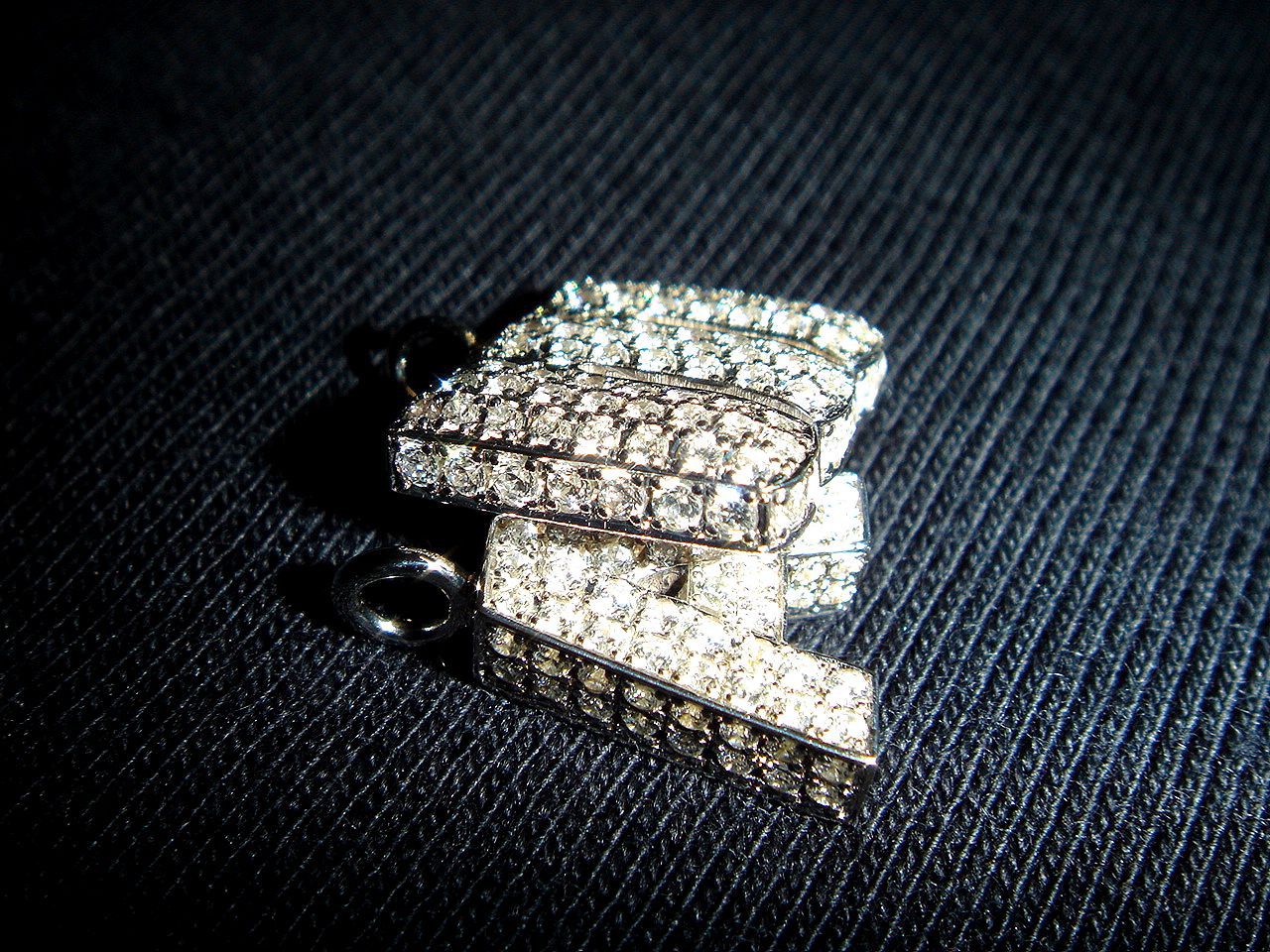 ★[注文制作] 豪華なイニシャルネックレス。マイクロセッティングされたジュエリーです。 シルバー