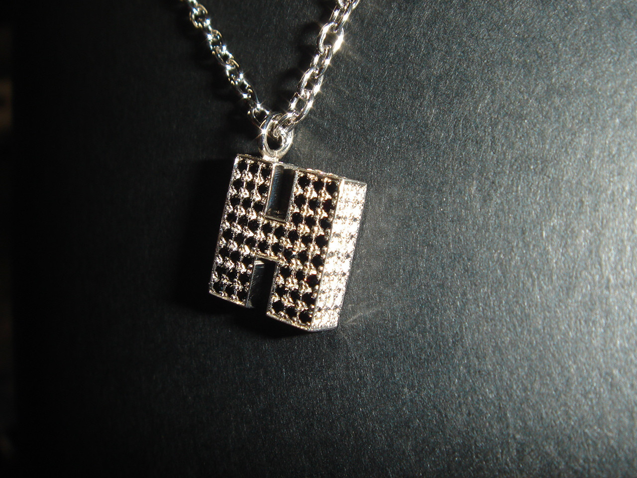 ★[注文制作] 豪華なイニシャルネックレス。マイクロセッティングされたジュエリーです。 シルバー