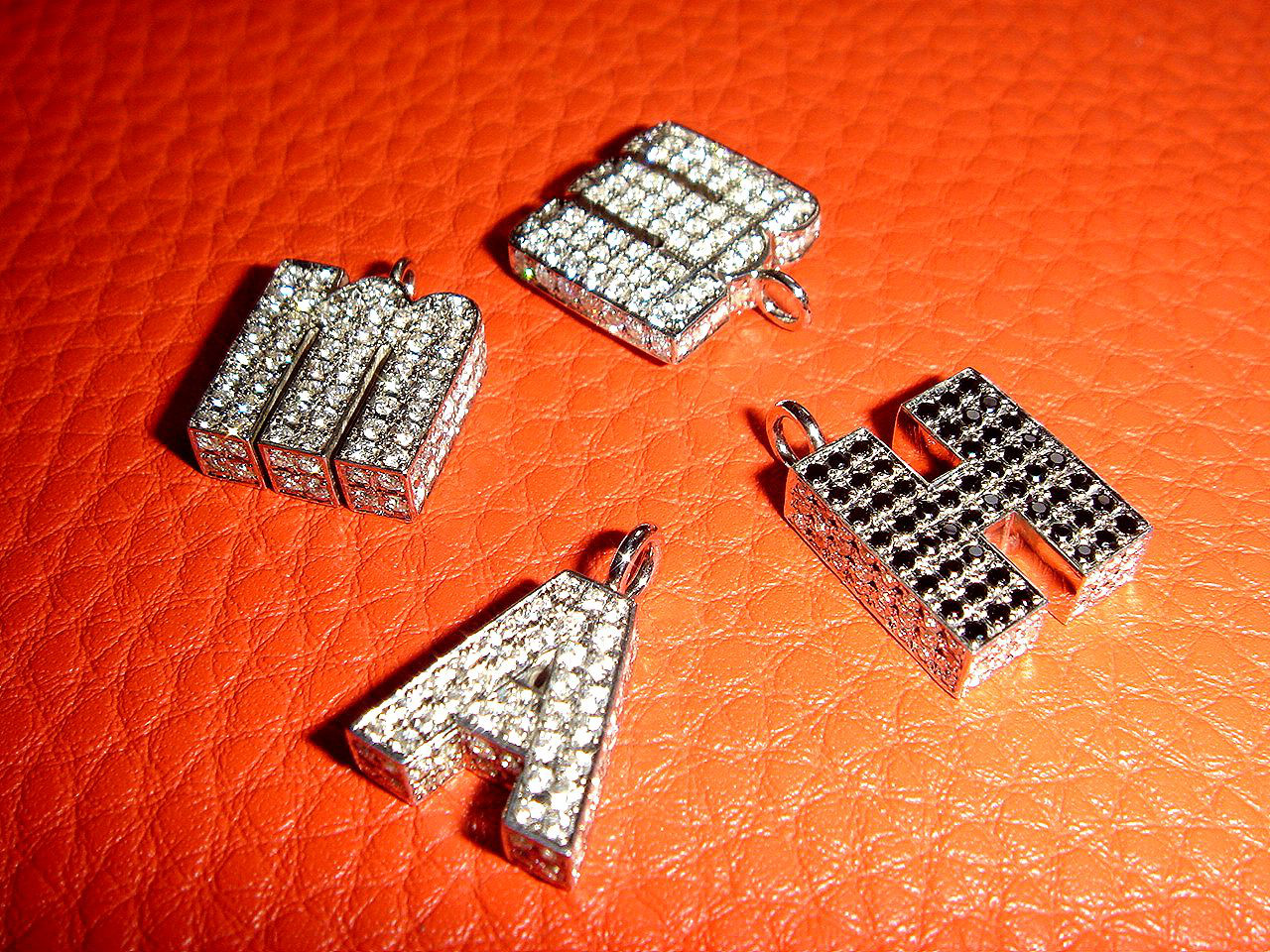 ★[注文制作] 豪華なイニシャルネックレス。マイクロセッティングされたジュエリーです。 シルバー