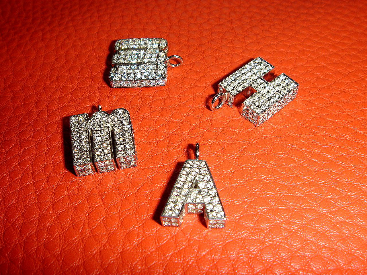 ★[注文制作] 豪華なイニシャルネックレス。マイクロセッティングされたジュエリーです。 シルバー