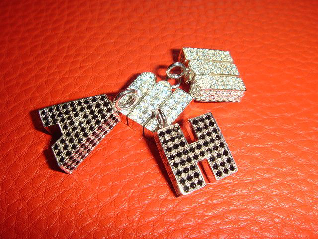 ★[注文制作] 豪華なイニシャルネックレス。マイクロセッティングされたジュエリーです。 シルバー