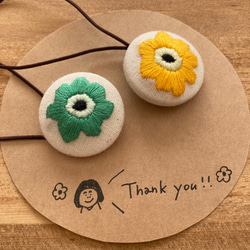 くるみボタン　刺繍　ヘアゴム　ブローチ　ミモザシリーズ dab6133e314d0f04d34f0b3ed86189