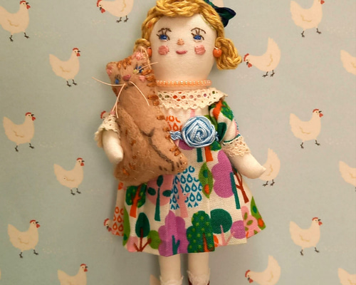 身長約11.5cm/ブローチ/ドールチャーム/バッグチャーム/猫が大好きな  