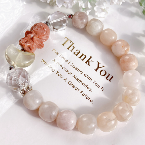 ✧₊⁎一点のみ˚✧₊⁎アラシャン天使ちゃん月星桜瑪瑙天然石ブレスレット