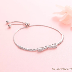 受注製作 リボン ブレスレット ＊ ribbon zirconia bracelet 1枚目の画像