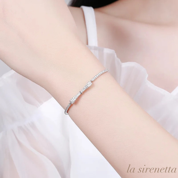 受注製作 リボン ブレスレット ＊ ribbon zirconia bracelet 3枚目の画像