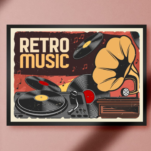 A4額付き】レコード 蓄音機 ミュージック オーディオ 昭和 音楽