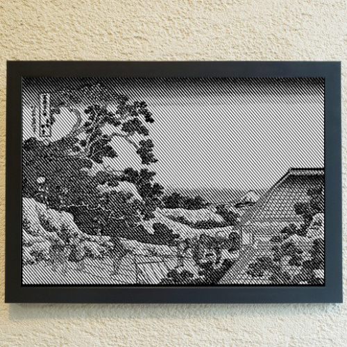 葛飾北斎 東都駿臺 ハーフトーン切り絵A4サイズ 切り絵 Shinobee 通販