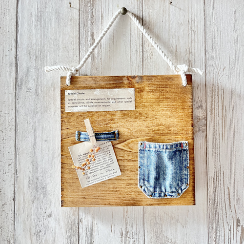 1点限り》デニムが可愛い！ウォールポケット(ミニミモザ付き) No.2896