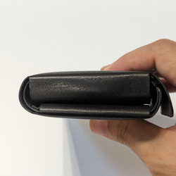 スマートキーも入るミニ財布「yama002」 レザー コンパクト ハンドメイド 9枚目の画像