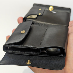 スマートキーも入るミニ財布「yama002」 レザー コンパクト ハンドメイド 4枚目の画像