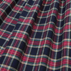 上品で大人な色合い タータンチェック ギャザースカート（ ネイビー × レッド ）紺  ポケット 9枚目の画像