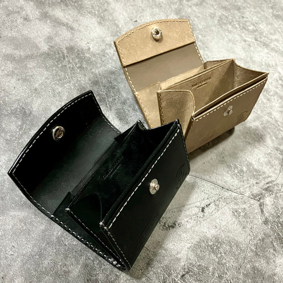 カード＆コインケース 本革 最小サイズ COIN CASE CARD CASE マヤ イタリアンレザー ／革小物／手縫い 9枚目の画像