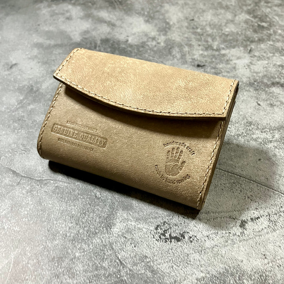 カード＆コインケース 本革 最小サイズ COIN CASE CARD CASE マヤ イタリアンレザー ／革小物／手縫い 3枚目の画像