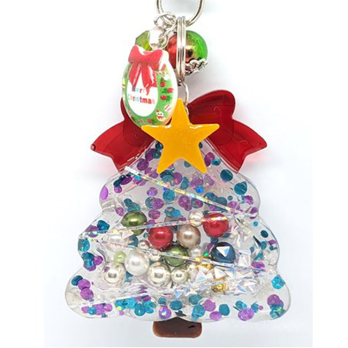 ハンドメイド クリスマスツリーシェイカーキーホルダー